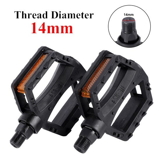 West biking ultralette barnesykkelpedaler anti-skli plastpedaler med sikkerhetsadvarselsreflektor barnesykkelpedaler: Stil  b 14mm