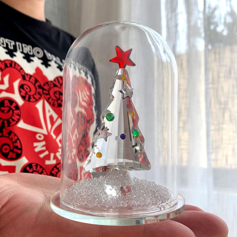 2pc Crystal Christmas Tree Figurines – Glass Ornaments, Collectible Decor