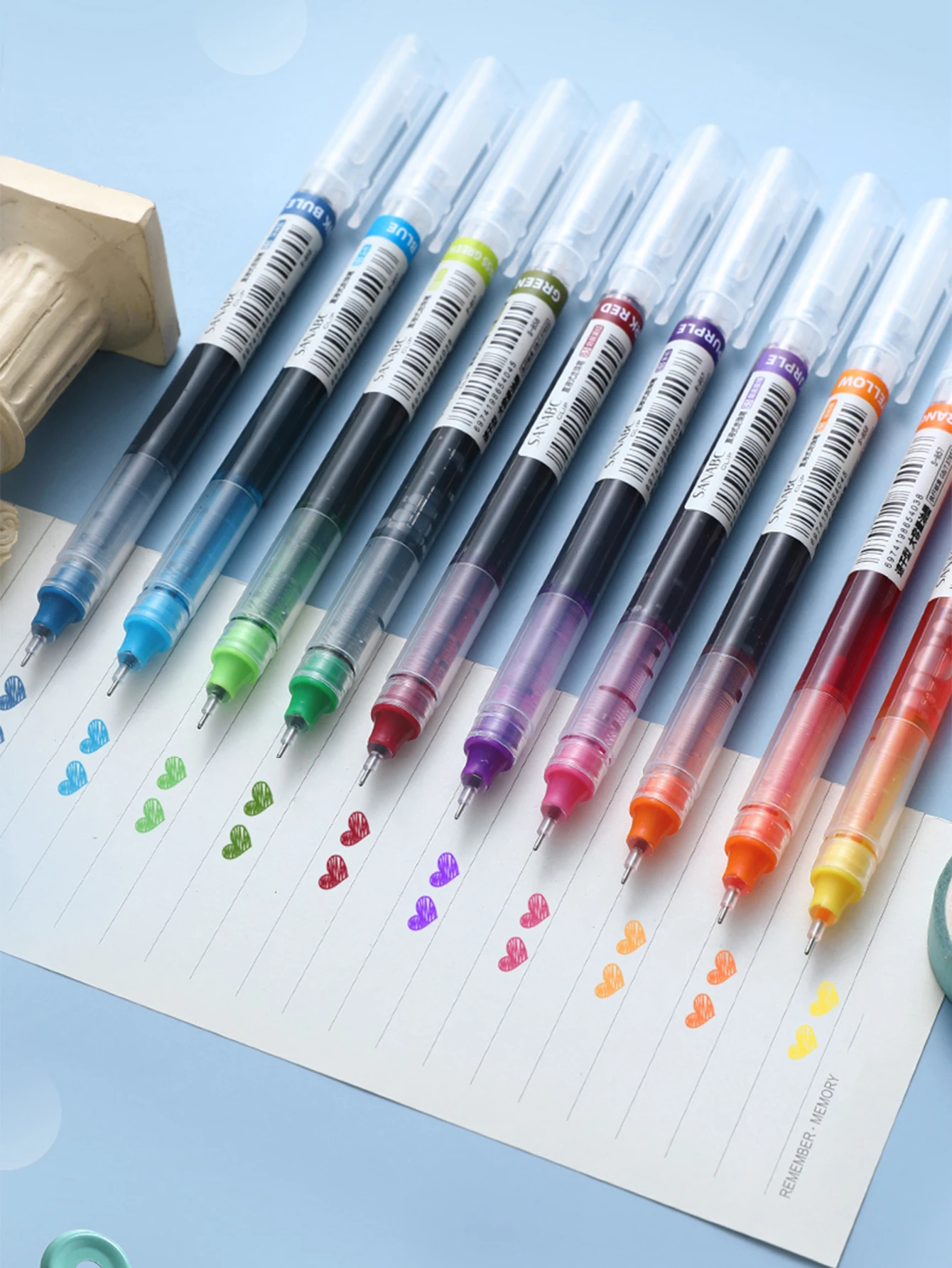 10Pcs/set Needle Type Gel Pens Straight Liquid Ballpoint Pen Kawaii Stationery School Office Supplies Writing