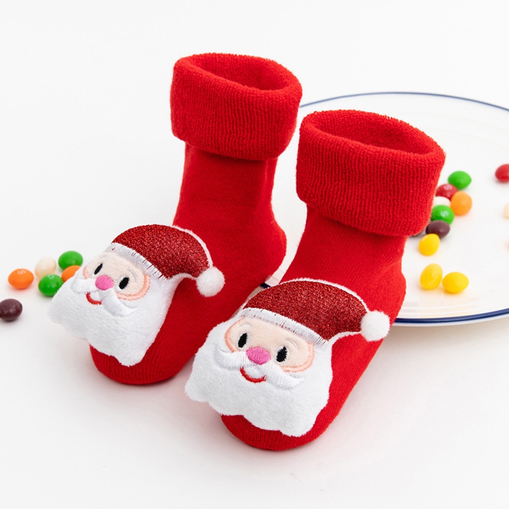 Meisjes Kerst Santa Herten Sokken Schoenen Baby Sokken Vloer antislip Katoen Cartoon Pop sokken met bells Baby Zachte leuke Laarzen