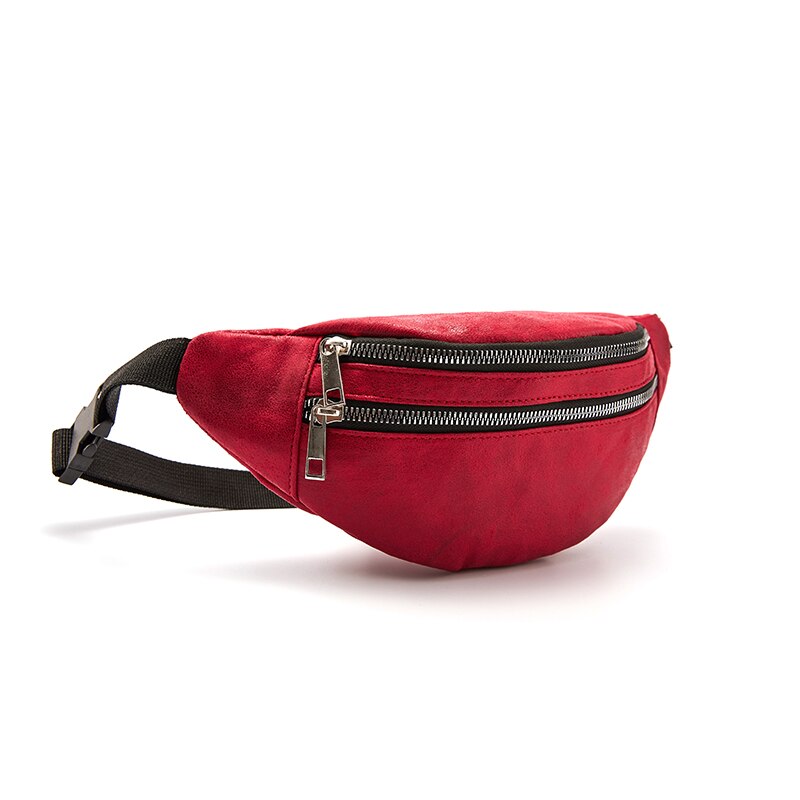 Daunavia fanny pack talje tasker rejse bælte bryst telefon talje pakker kvinder bæltetaske dobbelt lynlås stor kapacitet heuptas: Rød