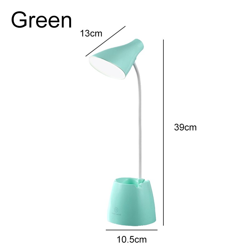 Flexo Led Tafellampen Met Usb Touch Dimbare Led Stand Bureaulamp Leeslamp Moderne Flexibele Studie Lamp Met Pen houder: Green / 4000mAh battery