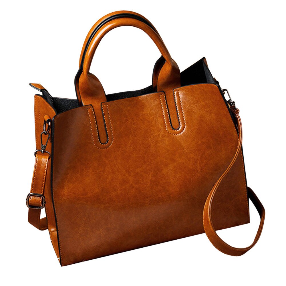 #H25 PU Leather Handbags Women Big Bag Ladies Shoulder Messenger Bag Female Bags Large Capacity Casual Totes Woman: Brown 