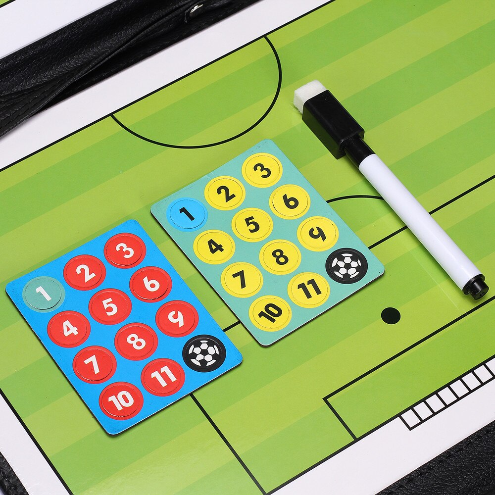 Foldable Portable Football Coach Board PU Leather Football Training Soccer Accessories Magnetic Tactic Clipboard With Pen Tool