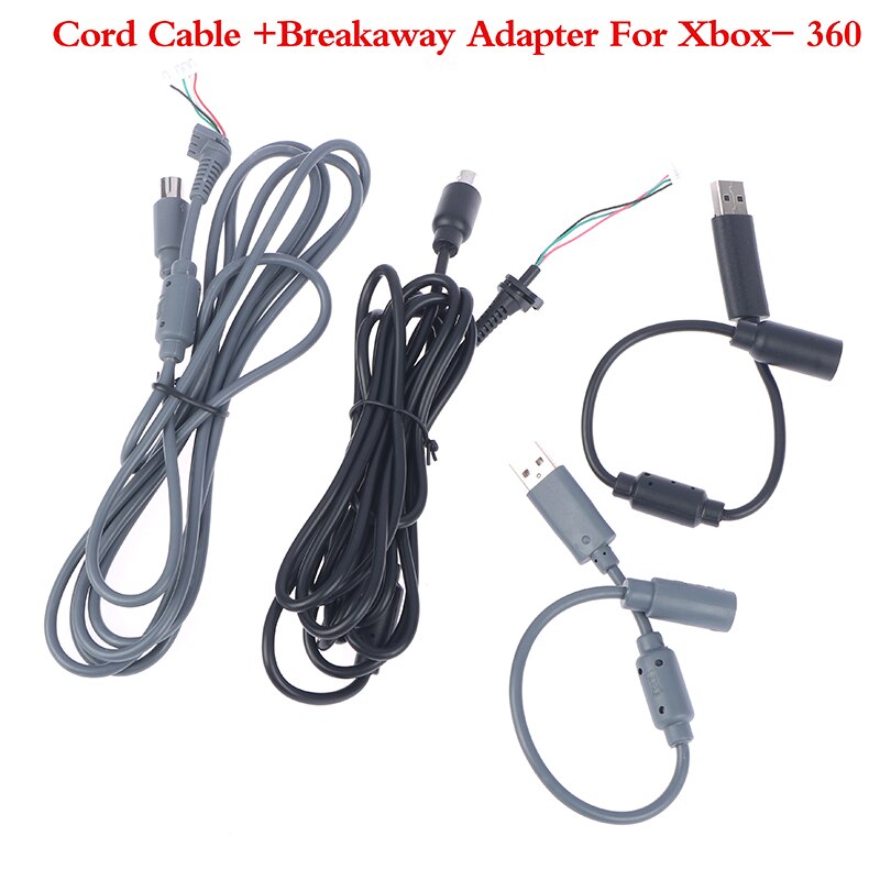 2pcs/set USB 4Pin For Cable Cord Cable +Breakaway Adapter For Xbox-360 Wired Controller