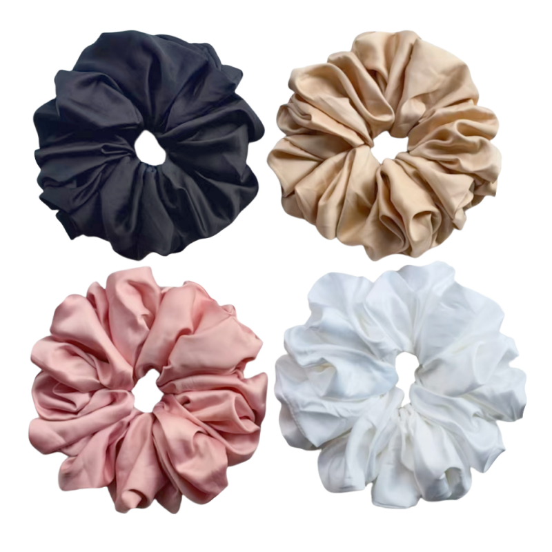 Grandes scrunchies de cetim oversized jumbo scrunchy dormir gigante muçulmano elástico volumizing puro costura laço de cabelo scrunchie