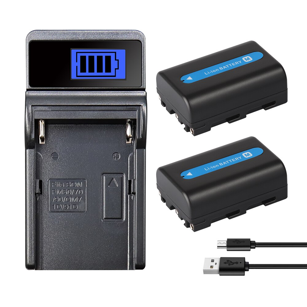 NP FM50 FM55H 1800mAh Batteries for Sony NP-FM50 NP-FM51 NP-FM30 NP-FM55H DCR-PC101 A100 Series DSLR-A100 Camera Battery: 1Charger 2Battery