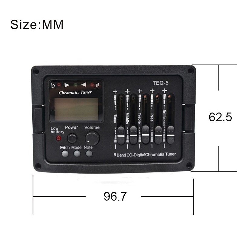5 Band Acoustic Guitar Preamp EQ Equalizer Classical Acoustic Guitar Amplifier Digital Blend Tuner Piezo Pickup Without Tail Pin