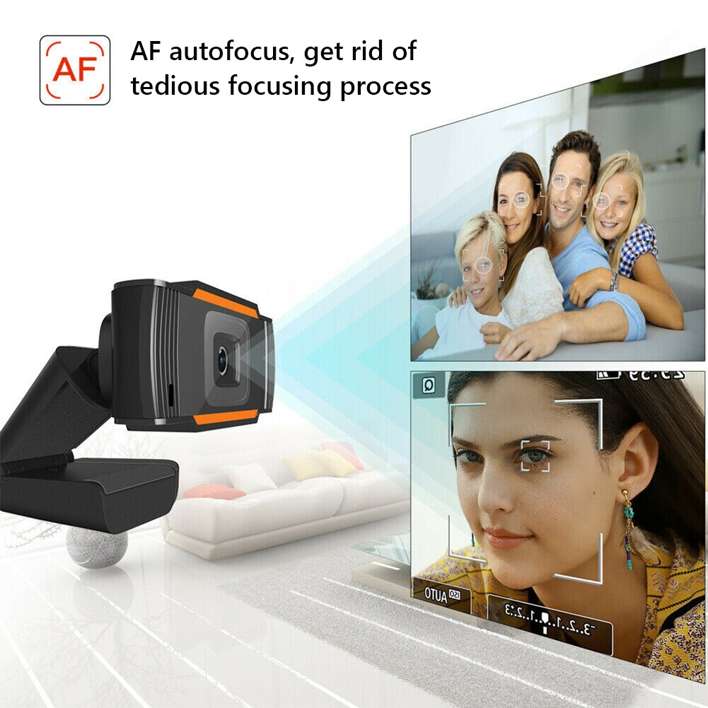 Cámara web con micrófono giratorio para PC, webcam de grabación de vídeo para trabajo, minicámara web 1080P, 720P, 480p, HD