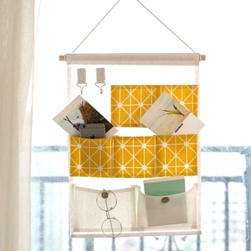 Sac suspendu multicouche en coton lin | Porte étanche, armoire de rangement murale, étagère de décoration de la maison, salle de bains, organisateur de cuisine