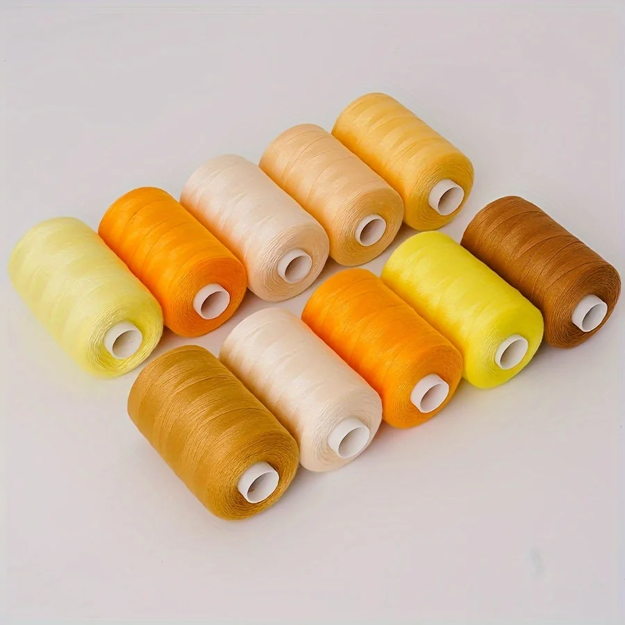 Kleur 402 Hand Naaigaren 1000 Yards Naaimachine Draad DIY Thuis Polyester Draad 10 Kleur Naaigaren Set: Kaki