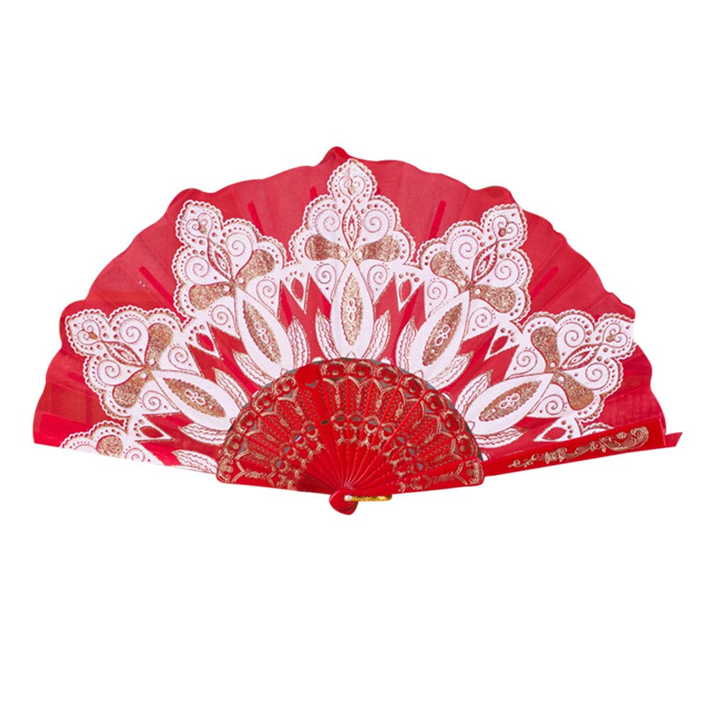 1 Stck Chinesischen/Spanisch Stil Fan Spitze Seide Klapp Hand Blume Fan Für Tanz Hochzeit Party Dekoration Werkzeug: RD