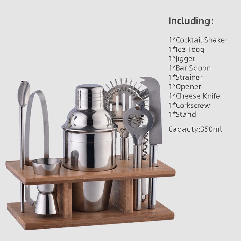 OAPE-Juego de Herramientas de acero inoxidable para Bar, Kit de Coctelera de madera de bambú, mezclador de vino, Coctelera, Moscow Mule, 700ml, 28oz: K9-2 350ml