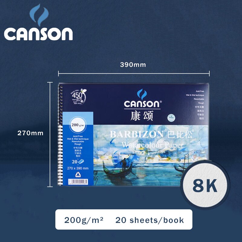 CANSON BARBIZON acuarela /libro de lápices de colores/almohadilla/papel 8/16/32K 200/240/300g/m² sellador/bobina libro pintado a mano: BARBIZON-200g-8K-C