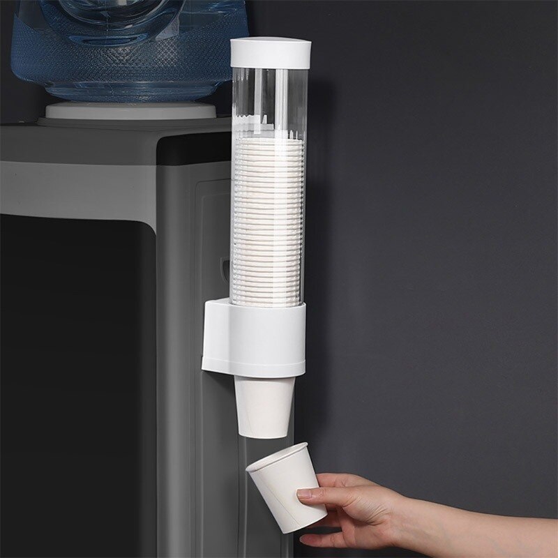 Distributeur De Gobelets En Papier Anti-Poussière - Support Pour 50 Gobelets Ø7.5 Cm - Installation Murale Facile