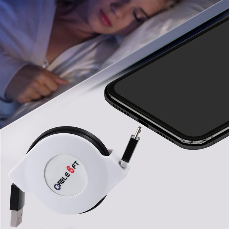 2m USB Charging Cable Retractable Fast Charging Cord Portable High Charger Cable for Android Phones (Black)