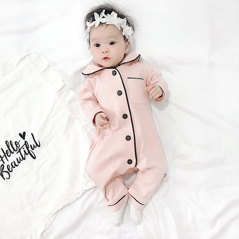 Korean Jumpsuit Newborn Infant Baby Boy Girl Long Sleeve Lovely Cute Romper Set Sleepwear Body Suit Playsuit Clothing Kids 0-24m