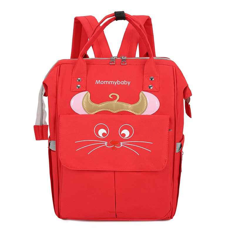 Grand sac à dos d'allaitement réglable grande capacité-Style travail sac de maman dessin animé sac de mère sac à couches multifonctionnel: Red Cat