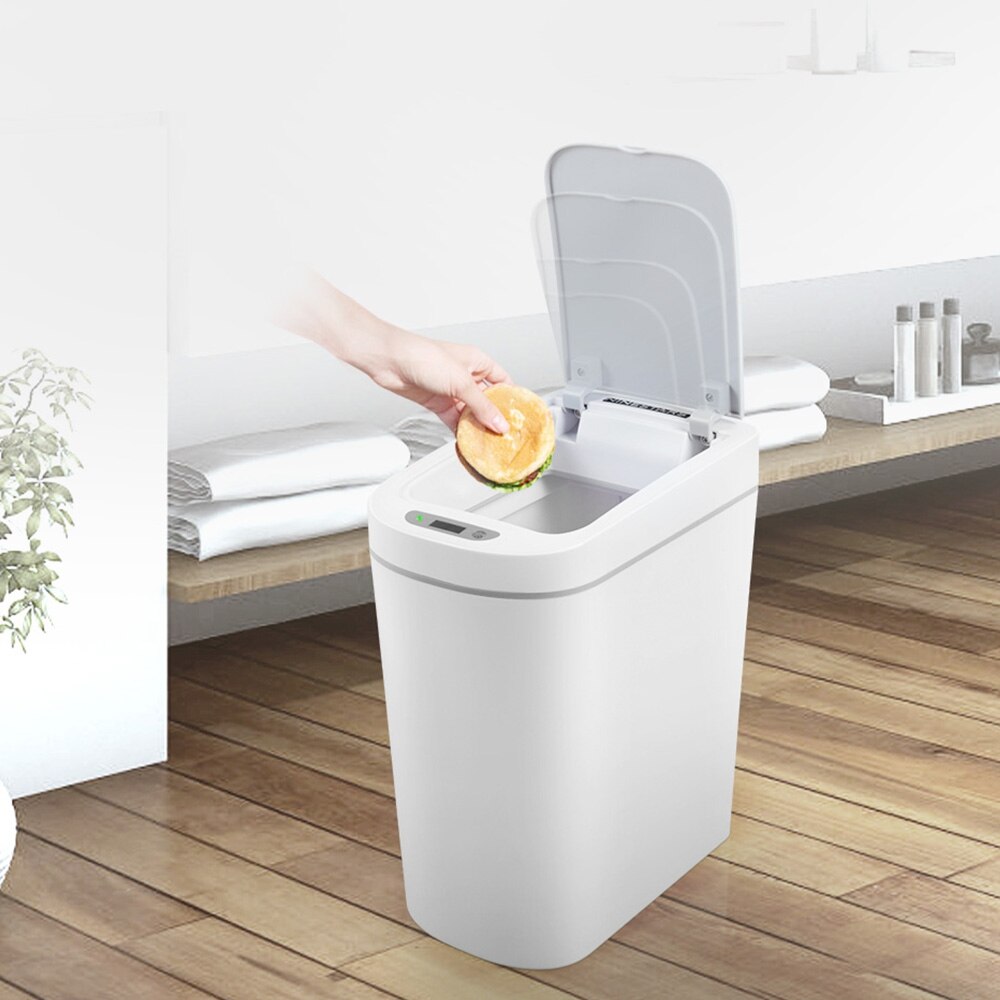 Ninestars slimme prullenbak met bewegingssensor, automatische afdichting, led-inductiedeksel, 7l asbakken, ipx 3 waterdicht