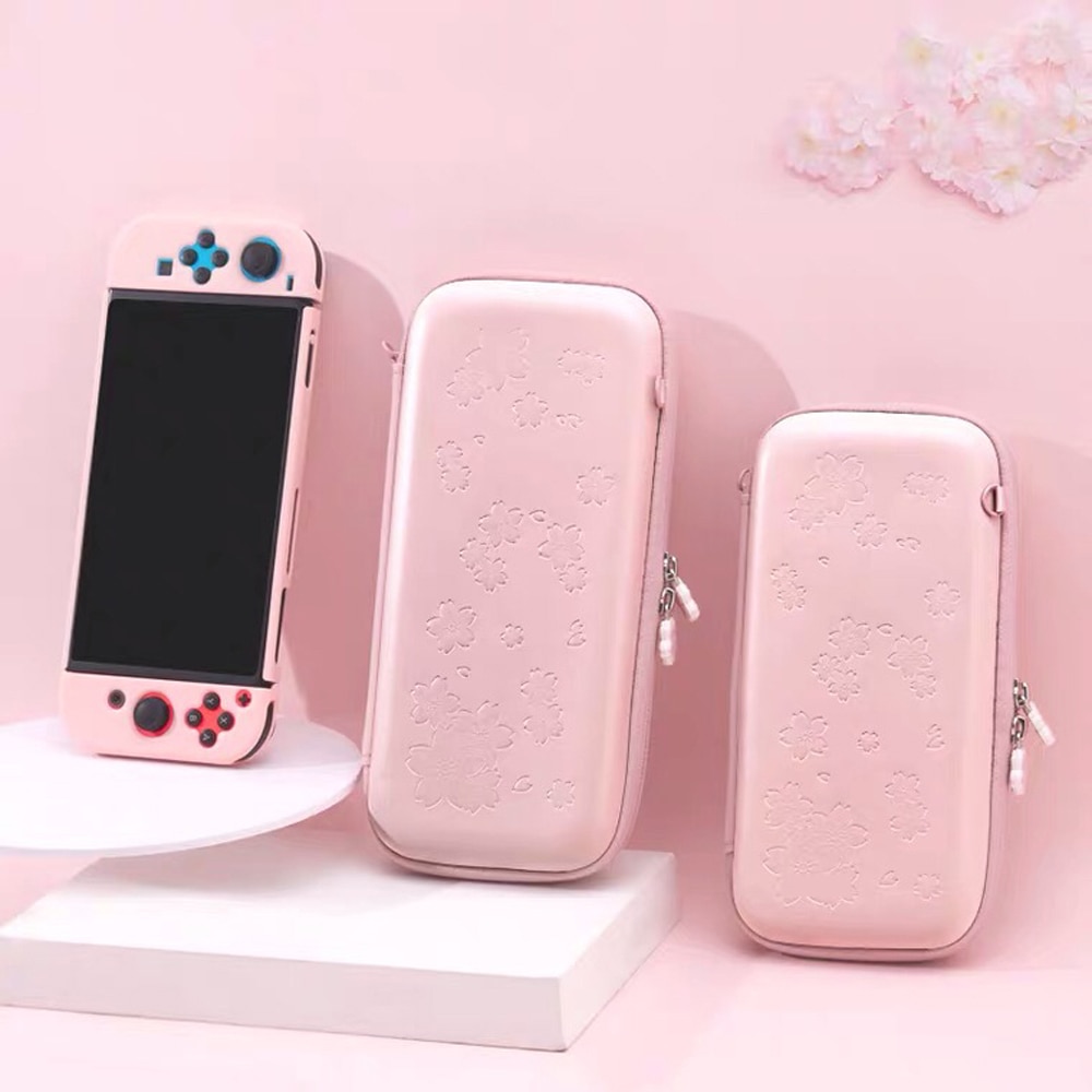 Sakura saco de armazenamento portátil para interruptor viagem flores de cerejeira para nintendo switch carrying game caso