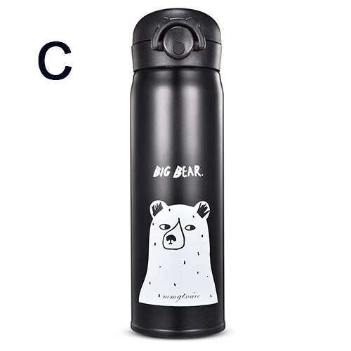 350ML/500ML Kids Thermos Coffee Mug Thermocup Thermos Stainless Steel Water Bottle Vacuum Flasks Insulated for Children: 350ML / C