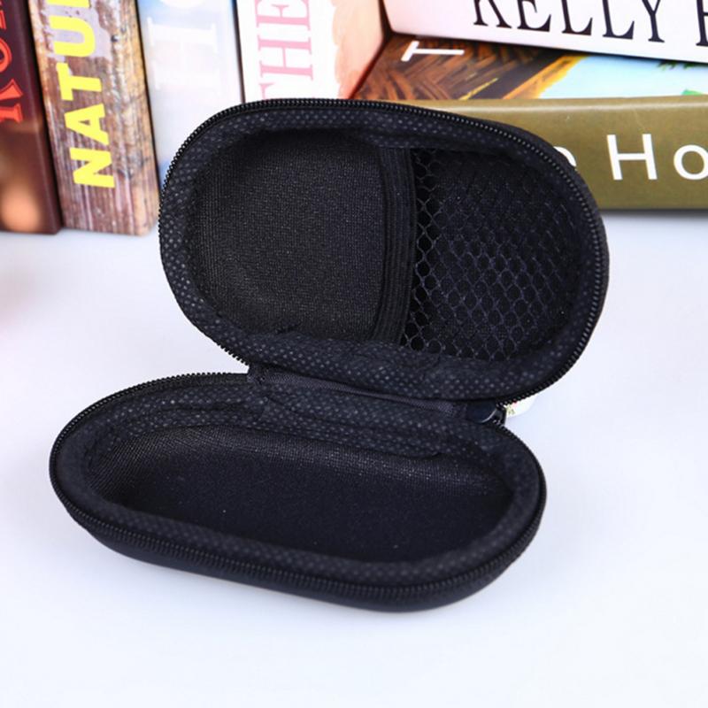 Funda para auriculares estilo ovalado EVA, bolsa de transporte dura para almacenamiento de auriculares, Cajas de almacenamiento, negra, con cremallera