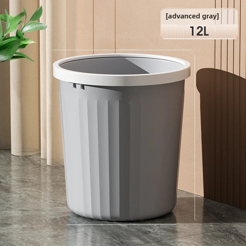 Thick Plastic Trash Can Kitchen Home Use Large Capacity No Cover Big Caliber Multi Scene Garbage Basket with Press Ring: Blue