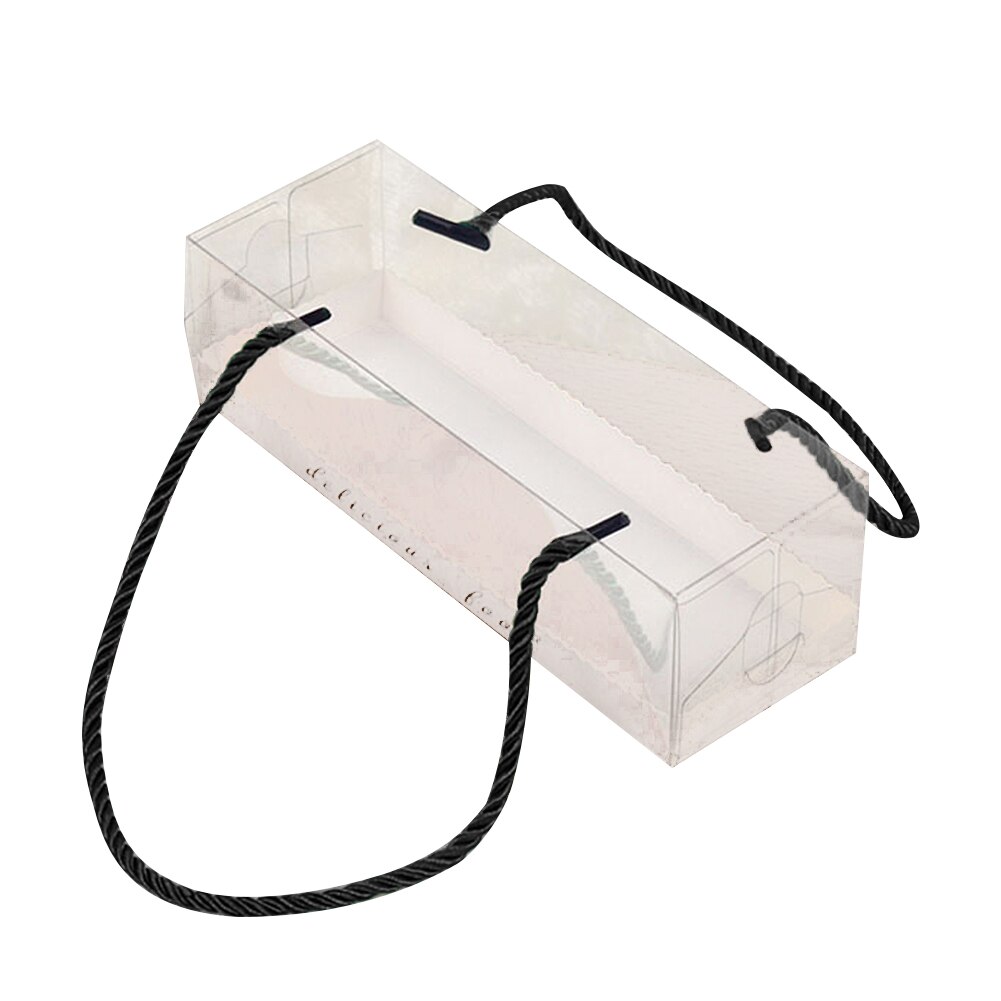 Kuchen verpackung 10Stck Tragbare transparent Kuchen Schweizer Rolle Boxen Haustier Verpackung Nachtisch Behälter Kuchen Kasten Küche zubehör: Schwarz S