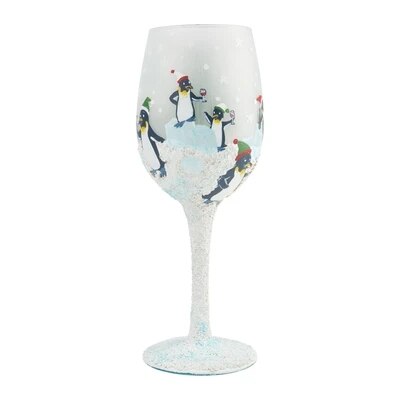 Verres à vin artificiels en verre cristal, de noël limité, peint à la main, père noël, licorne, tasse peinte: Penguin 500ml
