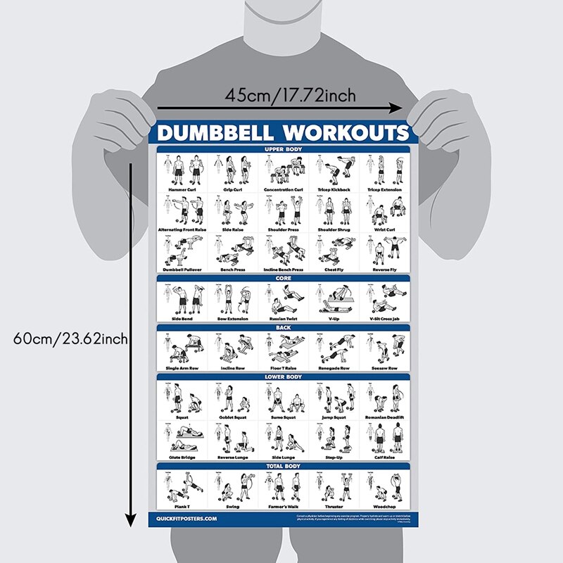 Fitness Workout Posters-Bodyweight Exercise Posters for Body Workout-Core,Abs,Legs,Glutes &amp; Upper Body Training Program