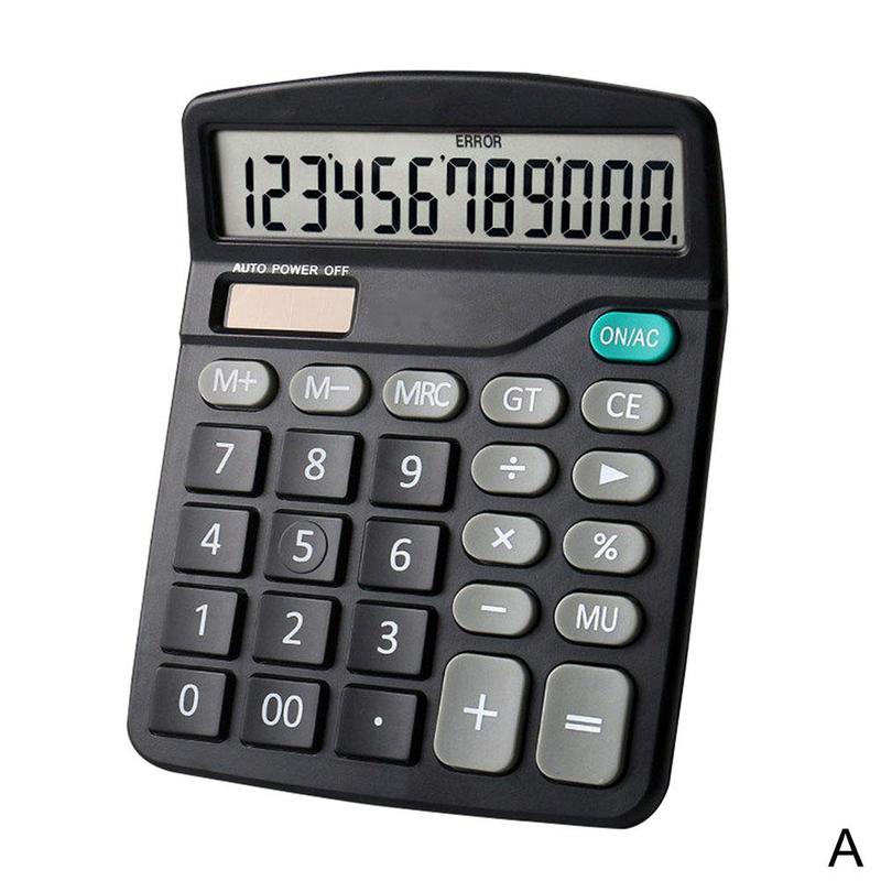 12 Digits Electronic Calculator Large LCD Screen Solar Office Calculator Accounting Power Tools School Dual Portable Financ S7C5: BLACK
