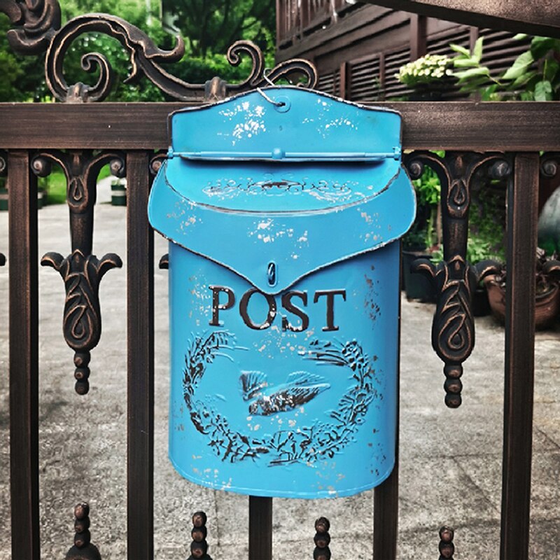 1Pc Vintage Courtyard Outdoor Mailbox Decoration Crafts, Garden Suggestion Mailboxes Handmade Hanging Post Box Home Ornaments