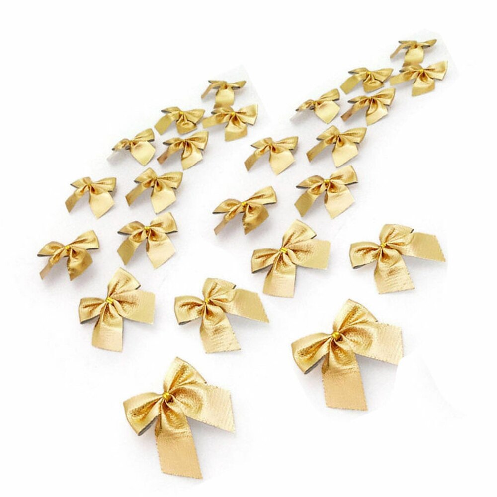 24 st märke julgran rosett dekoration grannlåt julfest underbara vackra rosetter röd silver guld bra: Guld-
