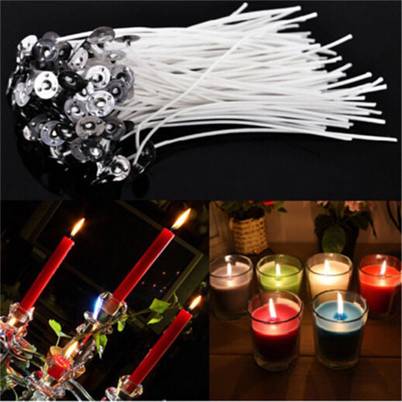 30 Uds. De mechas para velas duraderas, núcleo de algodón encerado con soportes para hacer velas DIY, suministros de , gran , de 4 pulgadas