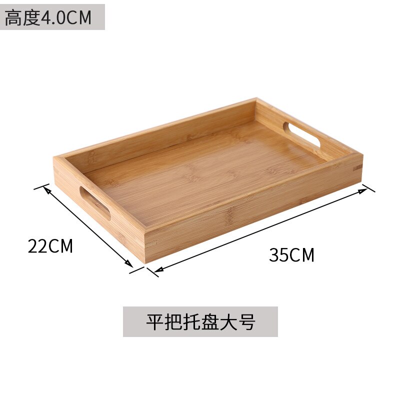 Bamboo Wood Tray Solid Wood Household Rectangular Tea Tray Water Cup Plate Japanese Bread Snack Wooden Dish Coffee BBQ Tray: A-35x22cm