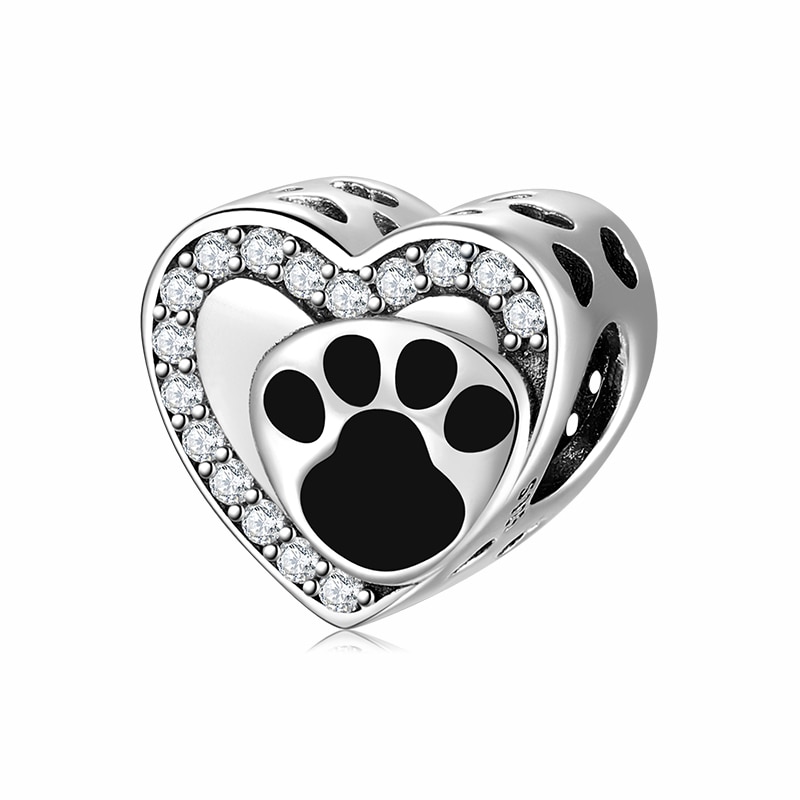 Charmante bedel in de vorm van een kattenpoot voor een originele zilveren armband, 925 sterling zilveren doe-het-zelf sieraden armband maken