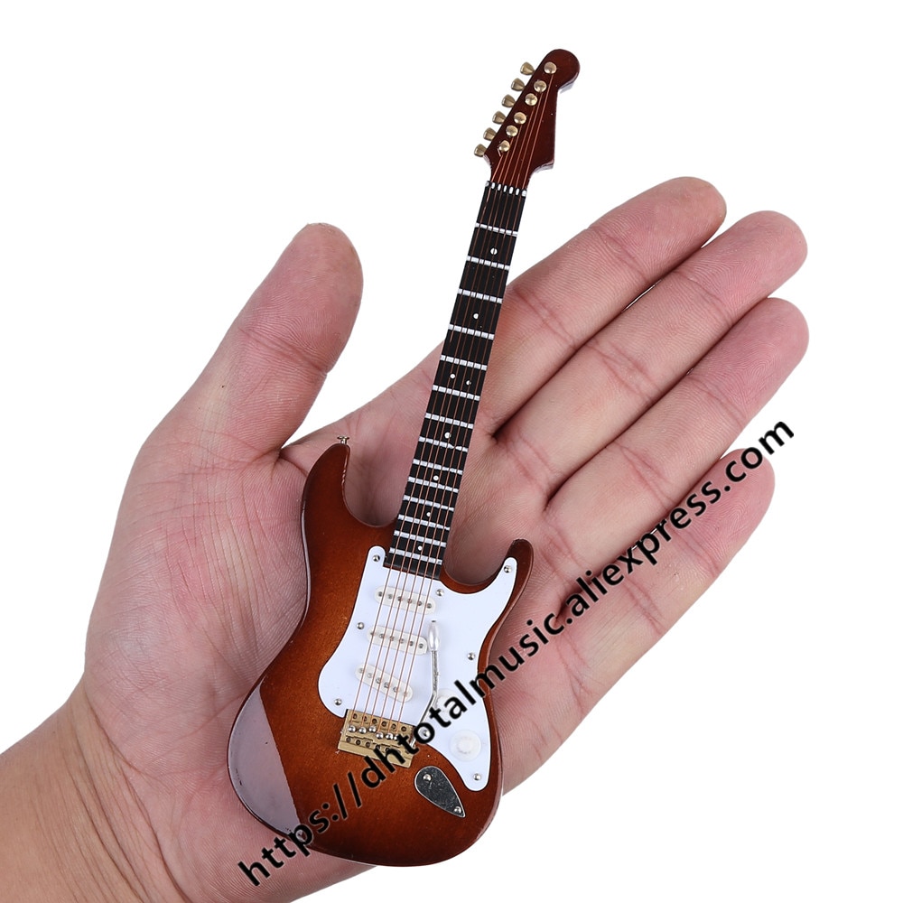 Mini Electric Guitar Model Miniature Decoration Musical Instruments with Case and Stand