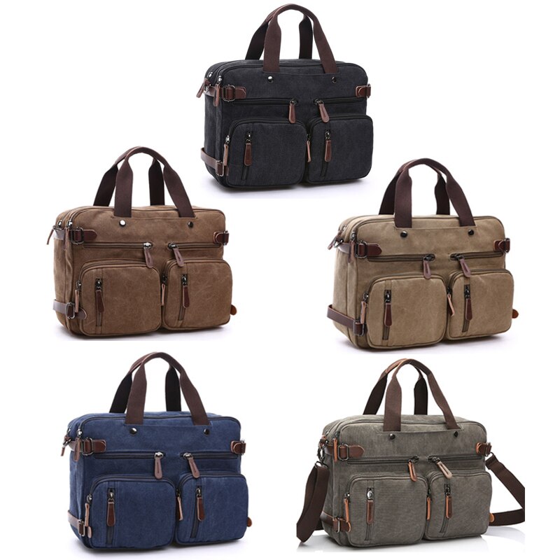 Casual canvas business aktetas multifunctionele handtas herenrugzak schoudertas crossbody 17 inch laptop ipad reiskoffer