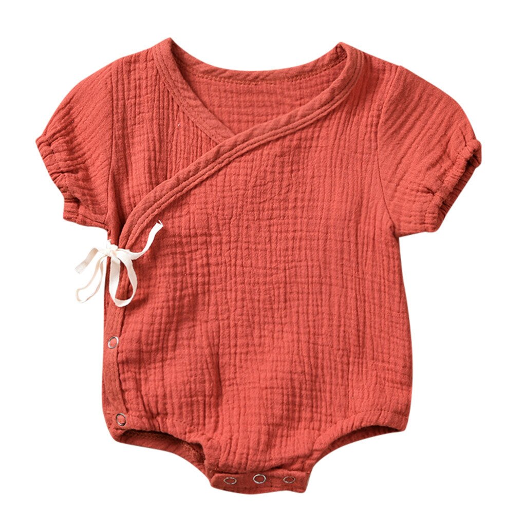 Newborn Baby Clothes Rompers Summer Girls Boys Solid Kimono Romper Bodysuit Cotton Linen Cool Outfits Infant Clothing Rompers