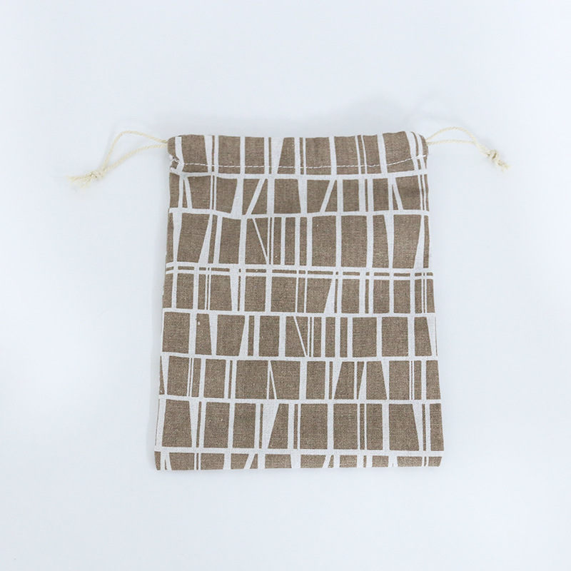 Mode Multifunctionele Draagbare Reizen Cosmetische Zak Katoen Trekkoord Student Doek Bag: Brown-M