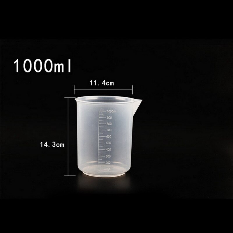 Vasos medidores graduados de plástico para hornear vaso de precipitados, recipiente para jarra con medidas líquidas, 20/ 30 /50/300 /500/1000ml: 1000ML
