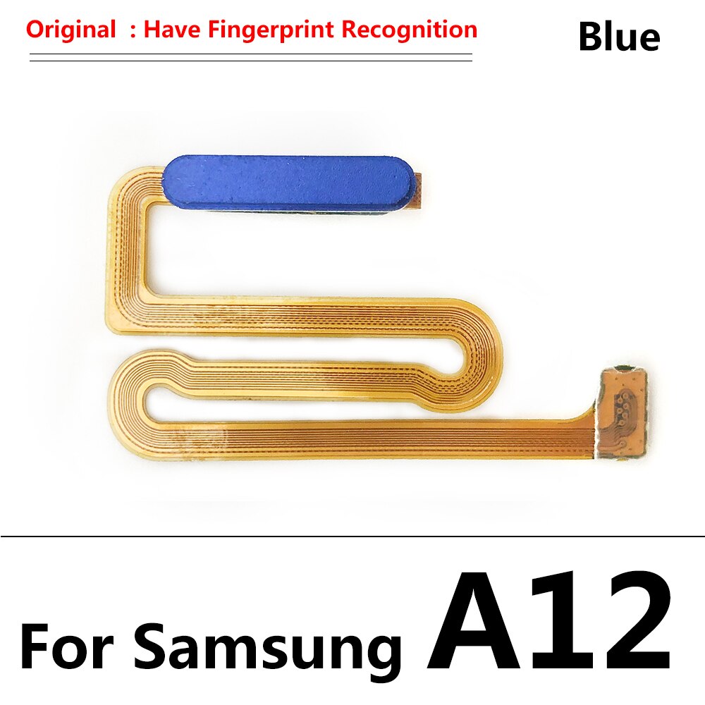 For Samsung Galaxy A12 A125 A125F Home Button Fingerprint Sensor Flex With Power Key Button Flex Cable: A12 Blue Original
