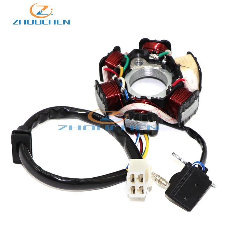Motorer generator magneto 6- pole 4 pin magneto stator coil fit for 50 cc 90 cc 110 cc atv scooter dirt bike engine parts