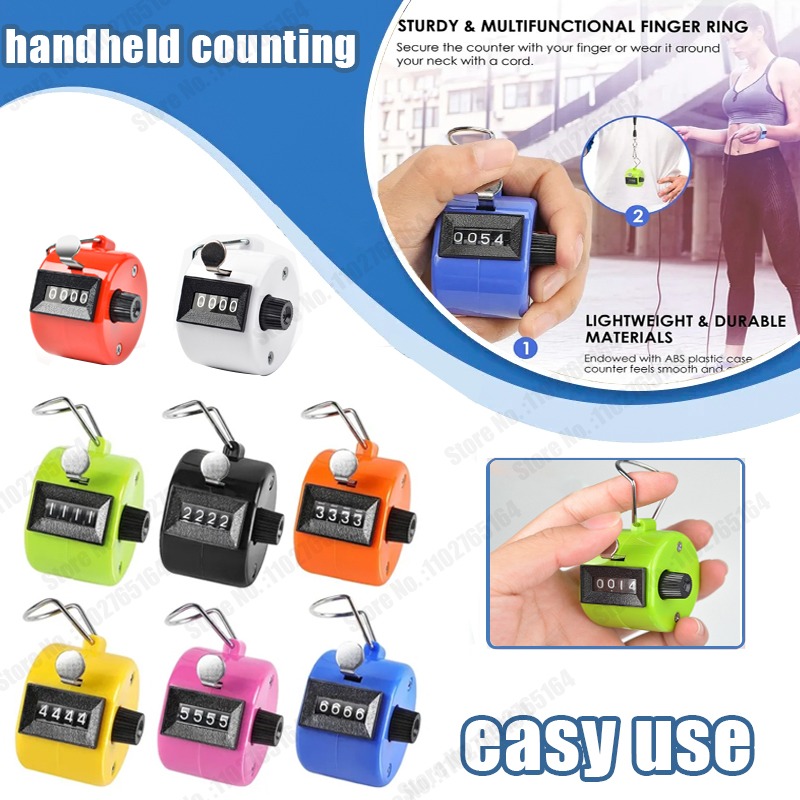 Hand Digitale Teller met Metalen Lap Tally Counter Handheld Clicker 4 Cijfers Chrome Golf Mensen Tellen 4-cijferige Tellers