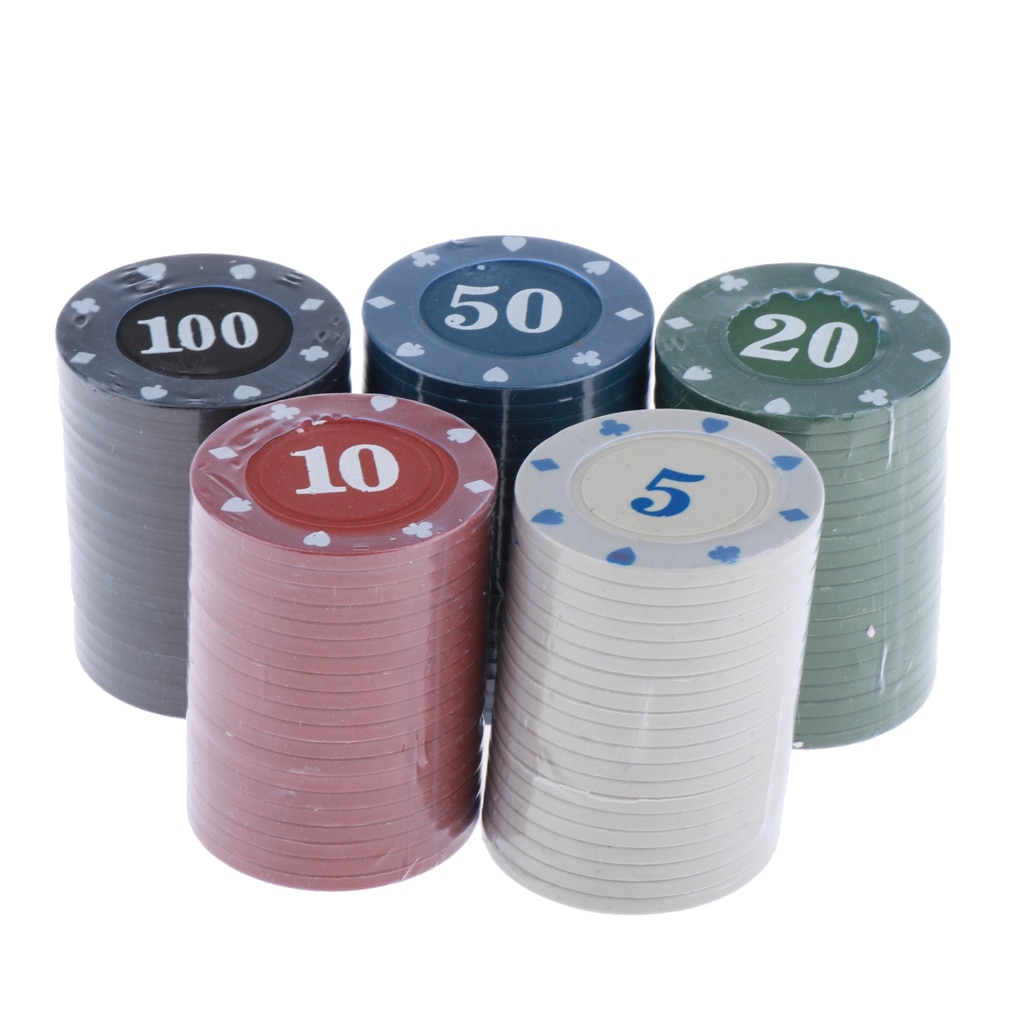 100 juego de fichas de póker-fichas de Casino de plástico para jugar, Texas Hold'Em, Blackjack