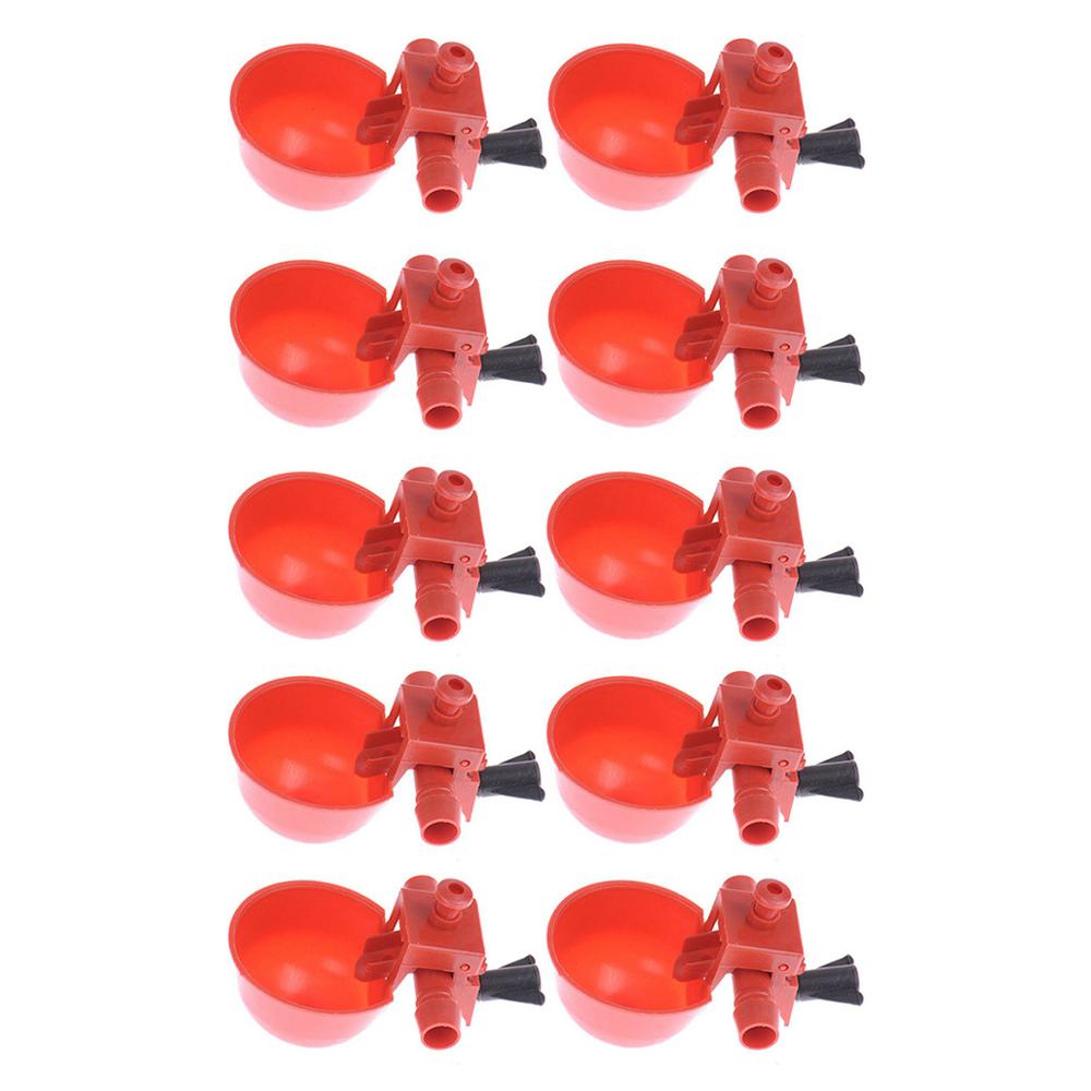 5/10 pcs Chicken drinking Cups Quail waterer bowls red glass Animal husbandry tools Automatic Bird Coop Feeder Drinking Cups: 10 Pcs