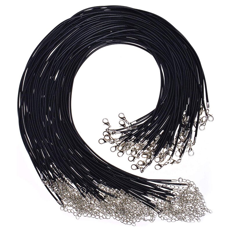 5/10 Pcs/lot Schmuck, der Leder Einstellbar Geflochtenen Seil Halsketten Anhänger Charme Erkenntnisse Karabinerverschluss String Schnur 1,5mm: black / 10pcs