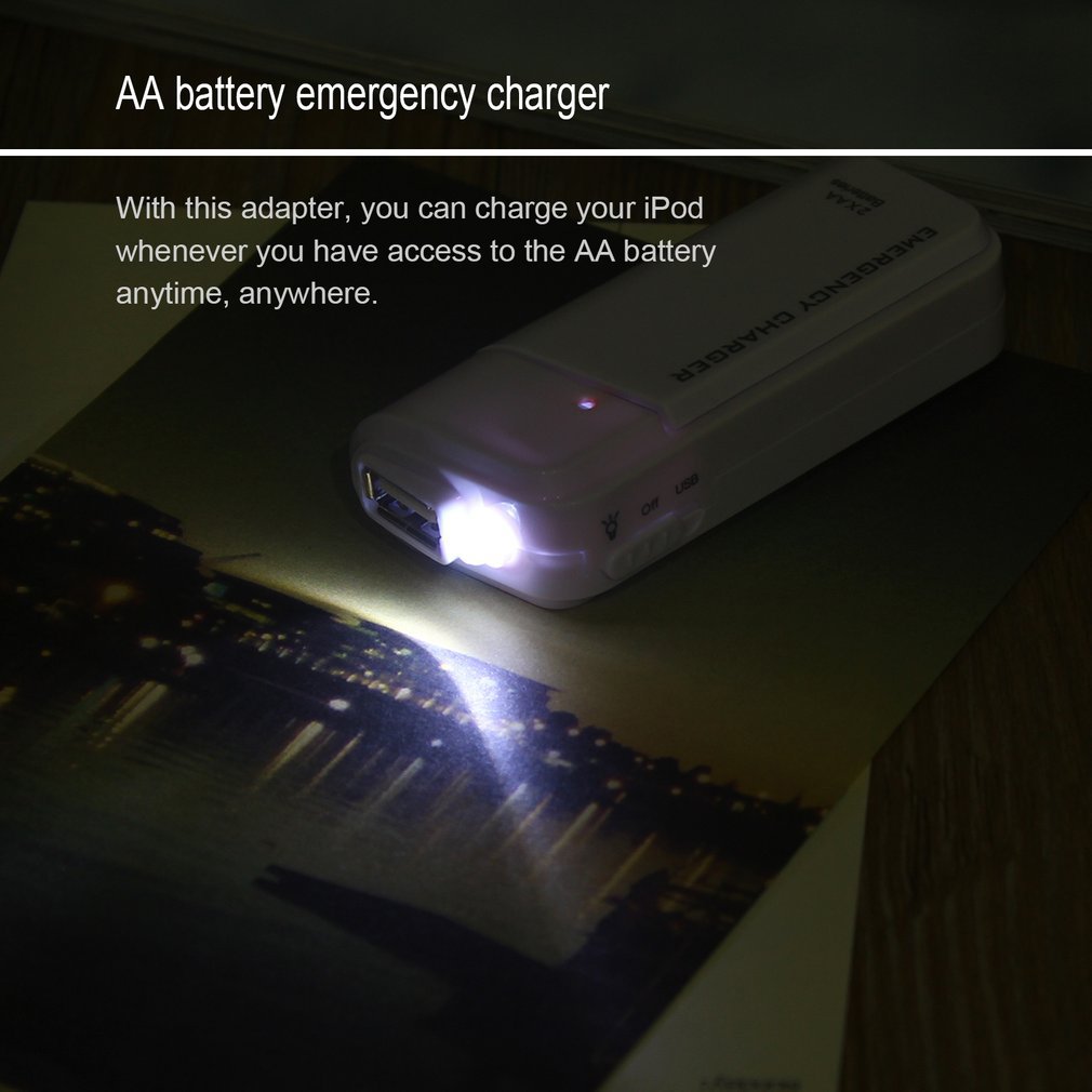 Uniwersalna przenośna ładowarka USB awaryjna 2 AA ładowarka Power Bank Box dla iPhone telefon komórkowy MP3 MP4 biały