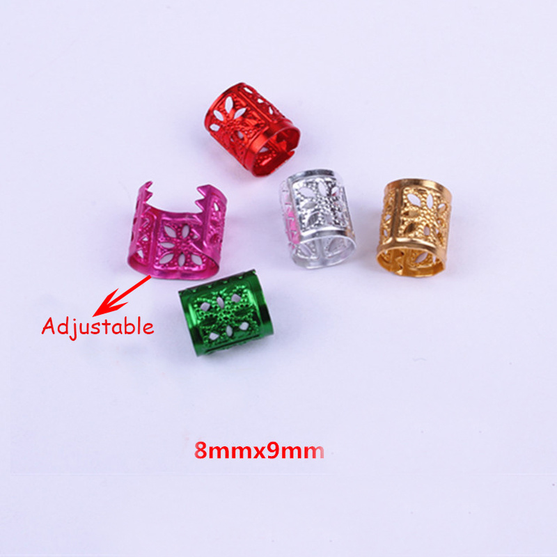 50-100 unids/bolsa, anillos ajustables para trenzas de pelo de colores mezclados, tubos de cuentas para rastas, anillos para el cabello, Clips para puños, horquilla, decoraciones, joyería