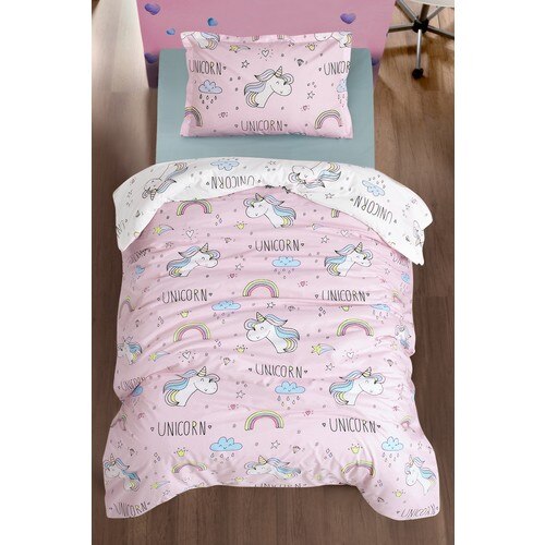 Juego de fundas de edredón con estampado de unicornio para niños, ropa de cama rosa, 160x220, nueva temporada,